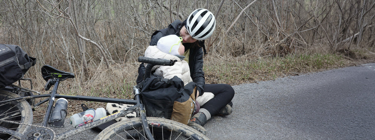 Krystel and baby Dali survived a bikepacking storm.